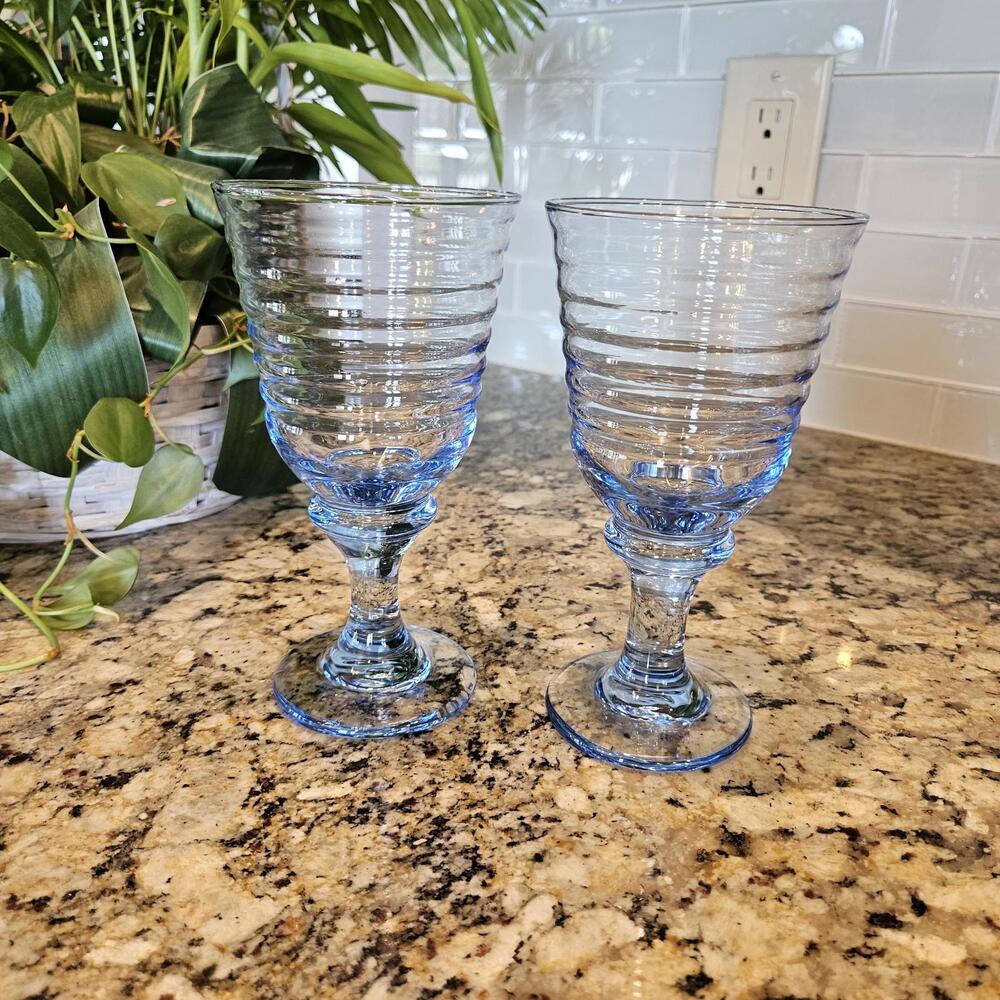 Anchor Hocking Sirius Light Blue Ice  Water Goblets 6.75” Set Of 2